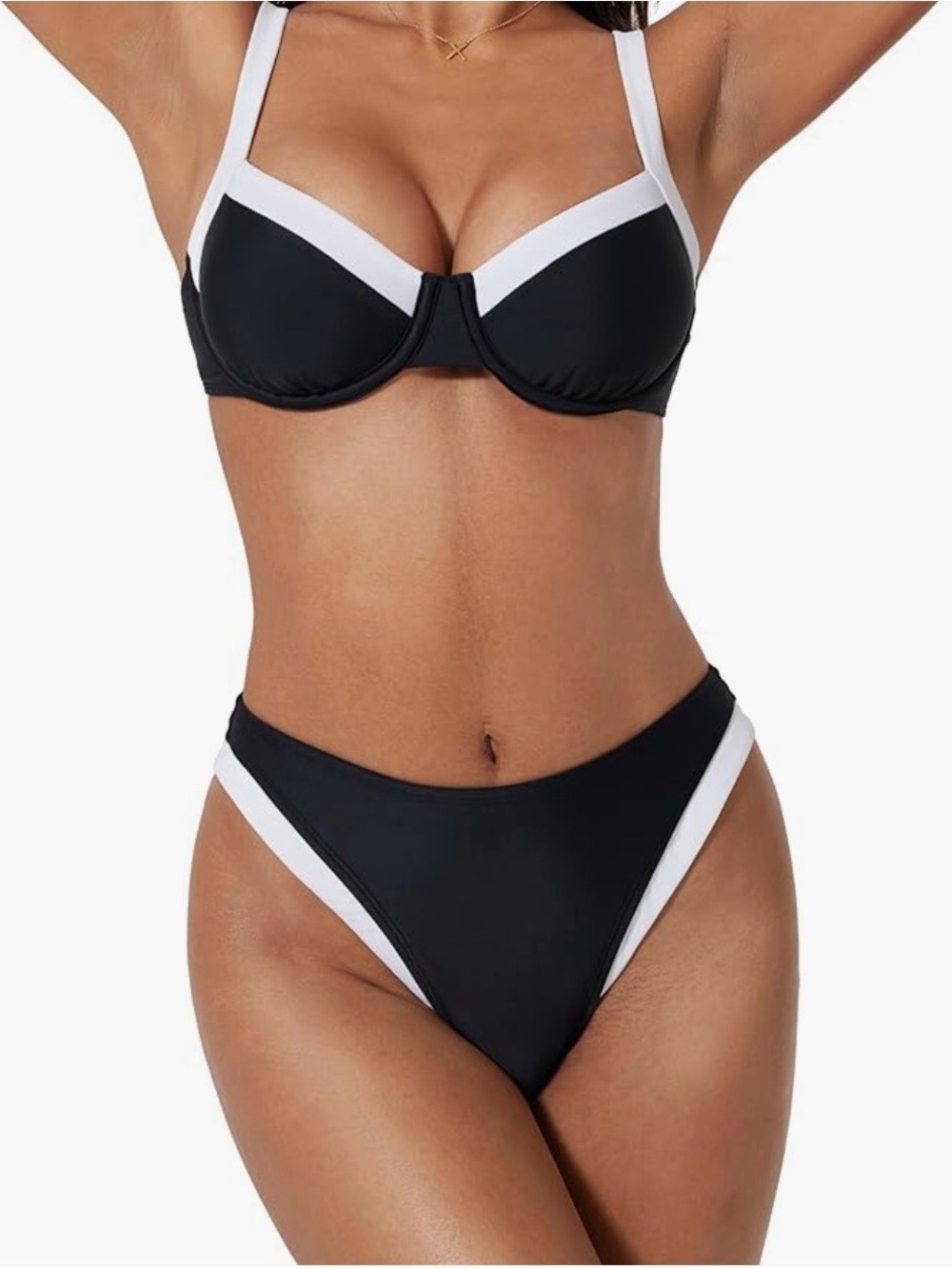 Underwire Two-Tone Black & White Bikini Set